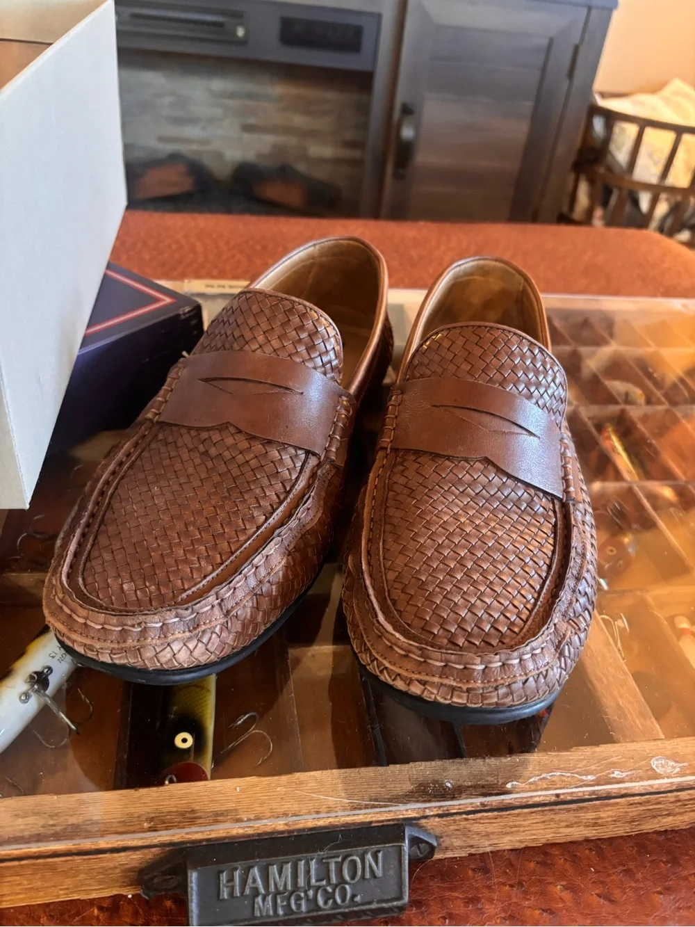 Flag LTD Men's Mario Woven Penny Driver Loafers Mahogany Size 11.5